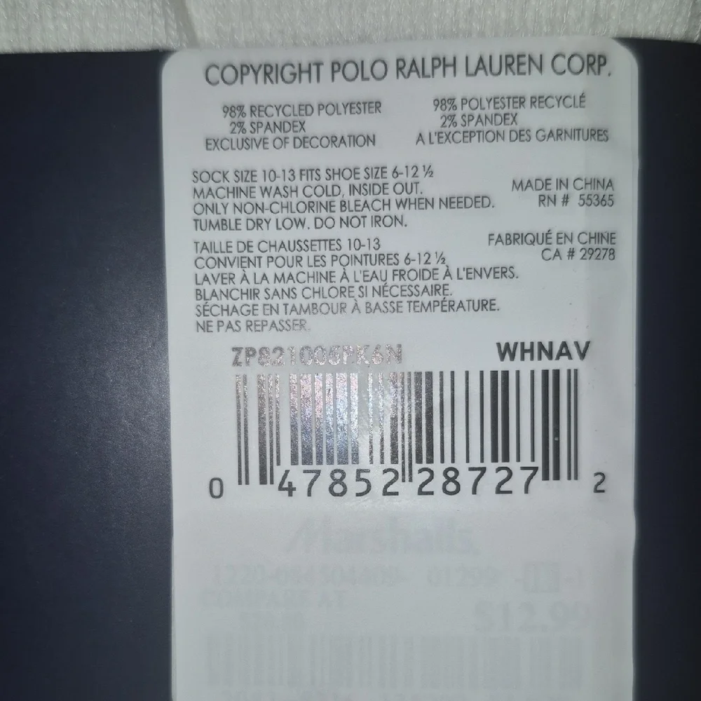 Polo by Ralph Lauren Classic White Athletic Socks